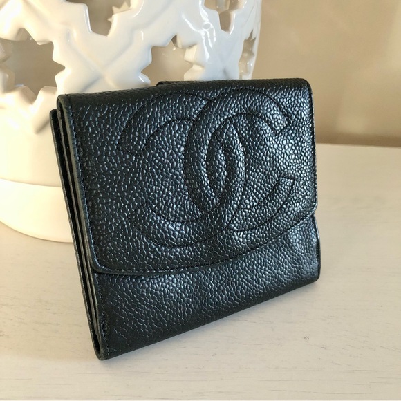 CHANEL Handbags - Chanel Timeless Flap Vintage Wallet in Black Caviar Leather